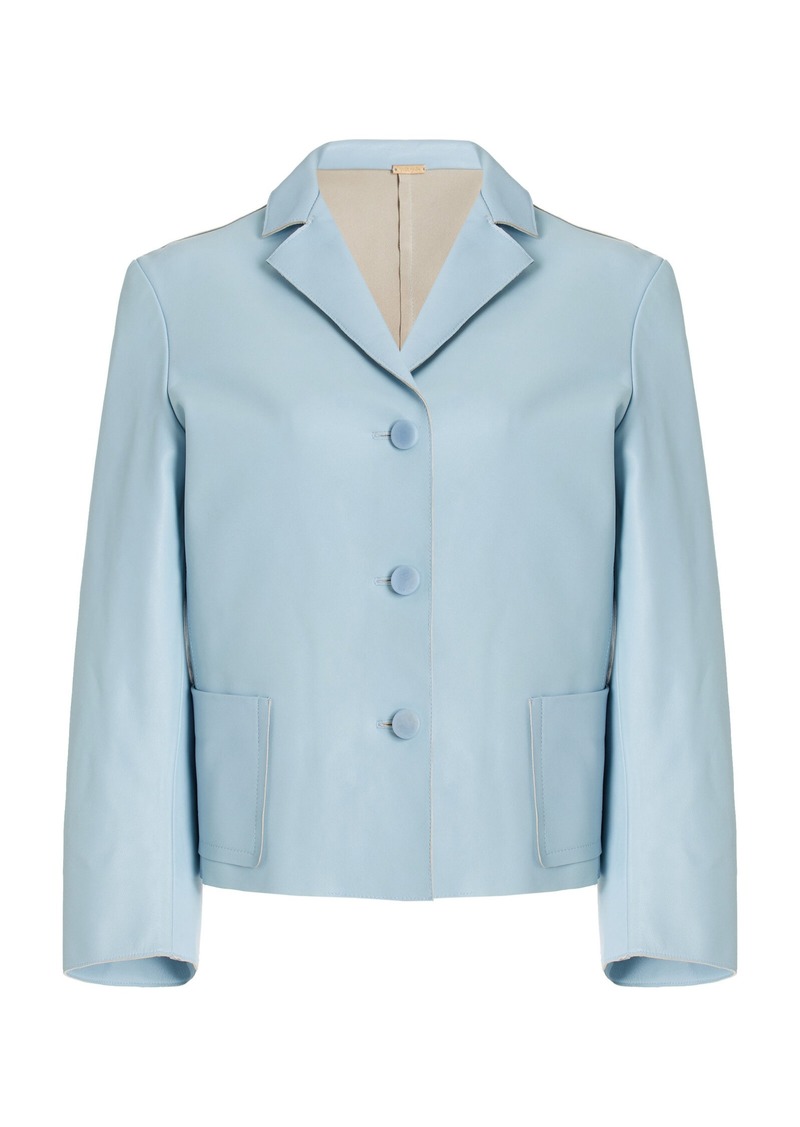 Cult Gaia - Layton Leather Blazer - Blue - US 4 - Moda Operandi