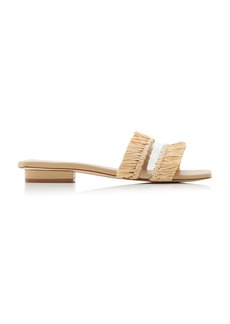 Cult Gaia - Malfi Straw-Trimmed PVC Sandals - Neutral - IT 37 - Moda Operandi