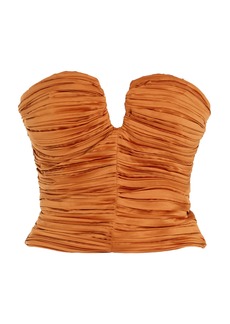 Cult Gaia - Maria Ruched Crepe Bustier Top - Brown - US 0 - Moda Operandi