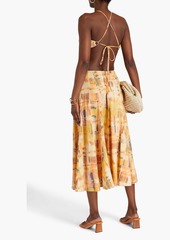 Cult Gaia - Nadeesha cutout printed linen-blend midi dress - Yellow - S
