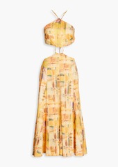 Cult Gaia - Nadeesha cutout printed linen-blend midi dress - Yellow - M