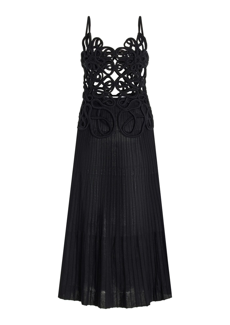 Cult Gaia - Nalda Crocheted-Cotton Woven Midi Dress  - Black - L - Moda Operandi