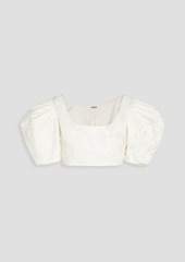 Cult Gaia - Sinai cropped embellished duchesse-satin top - White - US 0