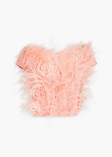 Cult Gaia - Sosha cropped feather-embellished crepe top - Pink - US 0