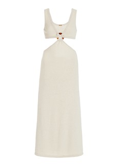 Cult Gaia - Women's Bank Knitted Cotton-Blend Midi Dress - White/navy - Moda Operandi