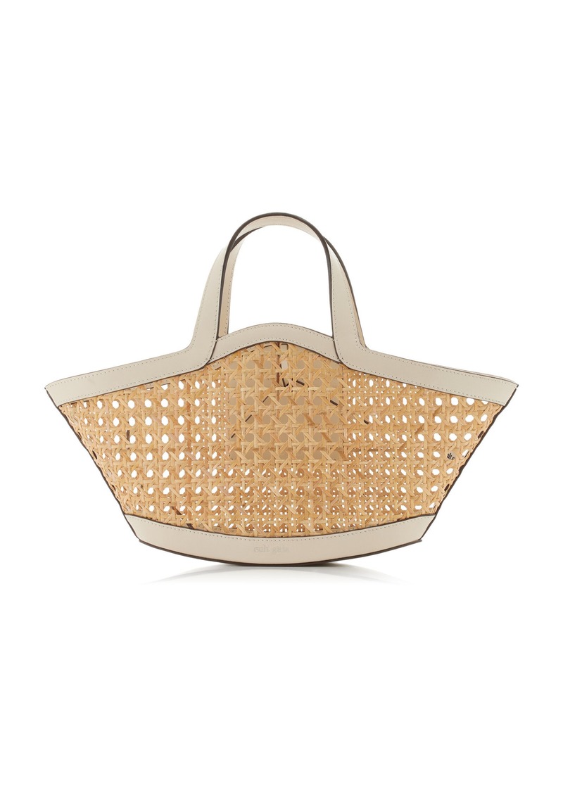 Cult Gaia - Yara Mini Leather-Trimmed Woven Rattan Tote - Neutral - OS - Moda Operandi