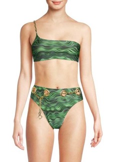 Cult Gaia Jianna One Shoulder Print Bikini Top