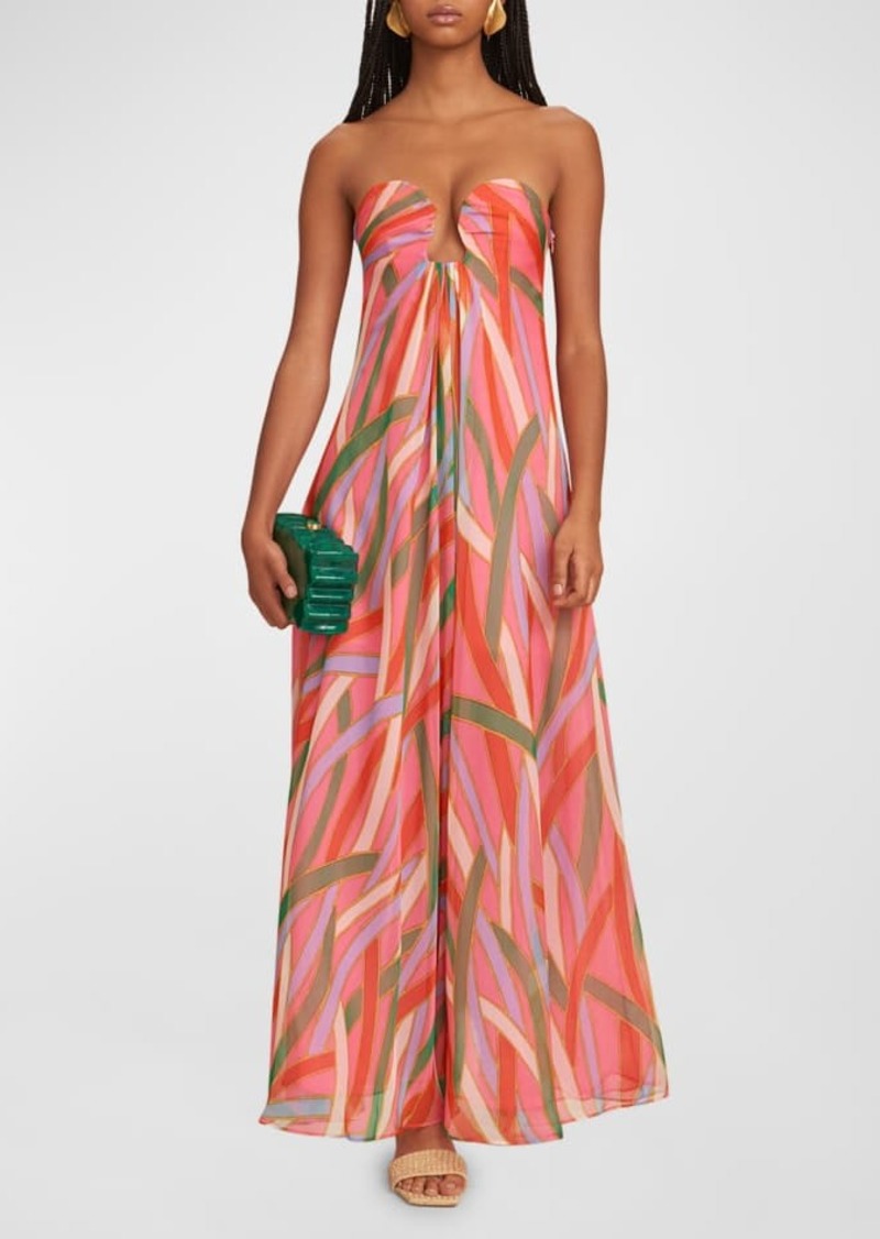 Cult Gaia Misa Strapless Striped Chiffon Maxi Gown