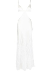 Cult Gaia feather-detail open back gown