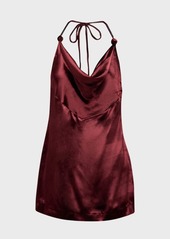 Cult Gaia Sandry Open-Back Cowl Halter Mini Dress 