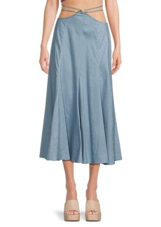 Cult Gaia Sandy Linen Blend Midi Skirt