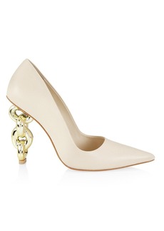 Cult Gaia Susa Leather Chain-Heel Pumps