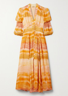 Cult Gaia Willow Tie-dyed Shirred Woven Midi Dress