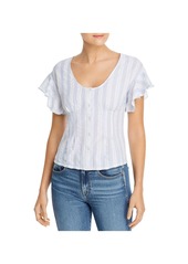 cupcakes and cashmere Brentwood Womens Striped Flutter Sleeve Button-Down Top