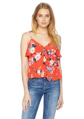 cupcakes and cashmere Women's Berkely Floral Ruffle Detailed Top Poppy red
