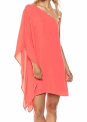 cupcakes and cashmere Women's Deliz Asymetrical One Shoulder Shift Dress hot Coral