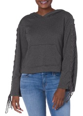 cupcakes and cashmere Women's Empress Vintage Washed Cotton Hoodie w/lace up Sleeves