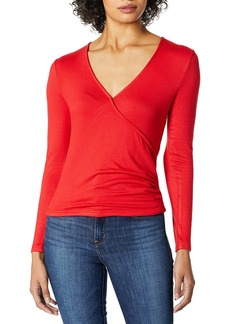 Cupcakes and Cashmere Women's Erick Knit Interlock Long Sleeve wrap Salsa red