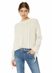 cupcakes and cashmere Women's Gus Slouchy Pointelle Sweater w/lace up Details