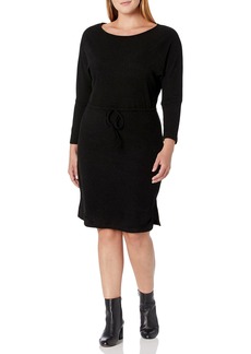 cupcakes and cashmere Women's Jenilee Textured Rib Knit Dress w/Boat Neck and Waist tie