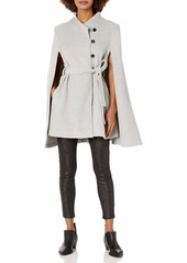 cupcakes and cashmere Women's Kenzie Twill Melton Belted Cape Heather ash