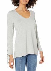 cupcakes and cashmere Women's Lenita Long Sleeve Lace up Top