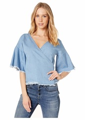 cupcakes and cashmere Women's Petunia Chambray wrap Blouse
