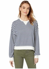 cupcakes and cashmere Women's Slate Striped French Terry Crew Neck Sweatshirt  MD
