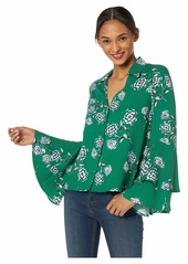 cupcakes and cashmere Women's Stockton Printed Blouse with Double Ruffle Sleeve