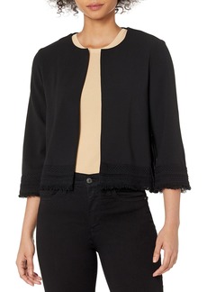 Cupcakes and Cashmere Women's Taurus Textured Blazer with Fringe Trim