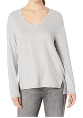 cupcakes and cashmere Gazella Ultra Soft V-Neck Sweater in Light Heather Grey
