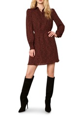 cupcakes and cashmere Sheryl Leopard Print Long Sleeve Minidress in Autumn Mauve at Nordstrom