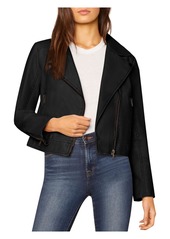 cupcakes and cashmere Womens Faux Leather Short Motorcycle Jacket