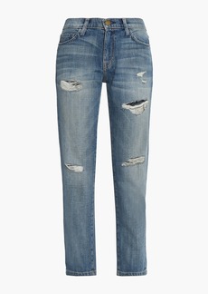 Current/Elliott - The Fling distressed mid-rise straight-leg jeans - Blue - 24