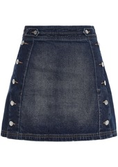 Current/elliott Woman Button-detailed Faded Denim Mini Skirt Dark Denim