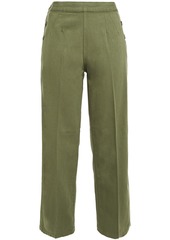 Current/elliott Woman Cotton And Linen-blend Canvas Straight-leg Pants Army Green