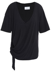Current/elliott Woman Lace-up Cotton-jersey T-shirt Black