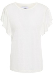 Current/elliott Woman Ruffled Slub Linen-jersey T-shirt White