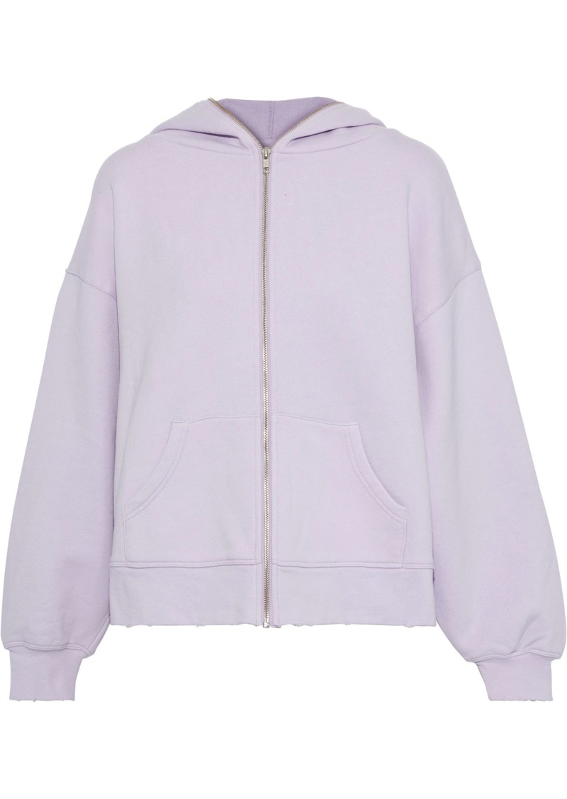 Current/elliott Woman The Bailer Faded French Cotton-terry Hoodie Lilac