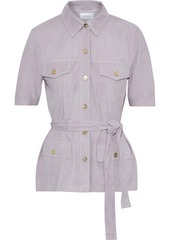 Current/elliott Woman The Charleville Belted Suede Shirt Lilac