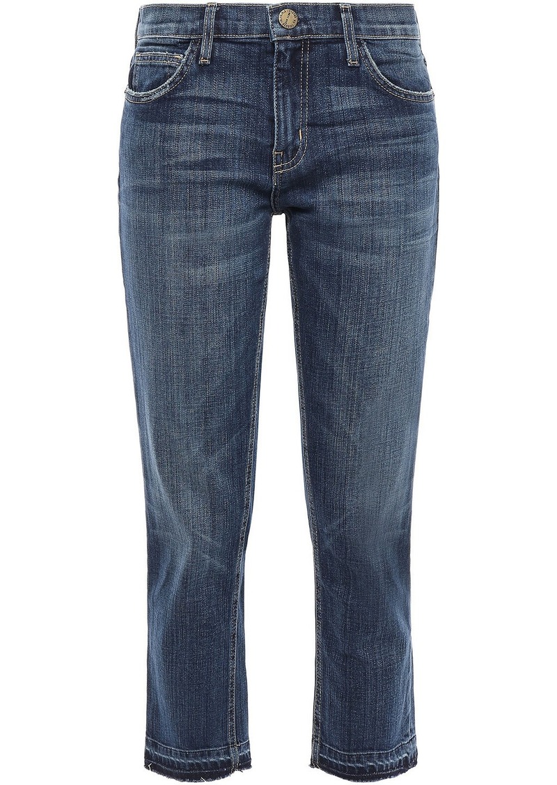 mid rise cropped straight leg jeans