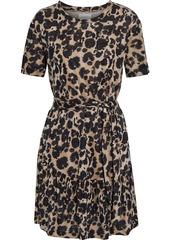 Current/elliott Woman The Crystal Belted Leopard-print Linen-jersey Mini Dress Animal Print