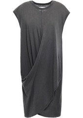 Current/elliott Woman The Draped Wrap-effect Cotton-jersey Dress Dark Gray