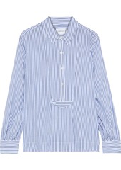 Current/elliott Woman The Emmy Pleated Striped Woven Blouse Light Blue