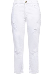 Current/elliott Woman The Cropped Straight Faded Mid-rise Straight-leg Jeans Ecru