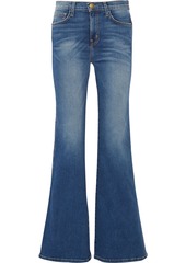 Current/elliott Woman The Girl Crush Faded Mid-rise Flared Jeans Mid Denim