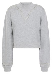 Current/elliott Woman The Message Cropped Studded French Cotton-terry Sweatshirt Stone
