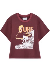 Current/elliott Woman The Pickup Jersey-paneled Printed French Cotton-terry Top Burgundy