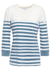 Current/elliott Woman The Poolboy Bleached Striped Cotton-jersey Top Storm Blue