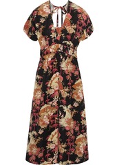 Current/elliott Woman The Retro Floral-print Linen-blend Midi Dress Black